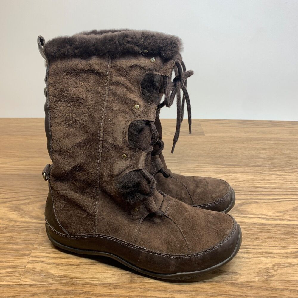 The North Face Winter Boots Womens 8.5‎ Brown Appu Abby III Primaloft Laced Up